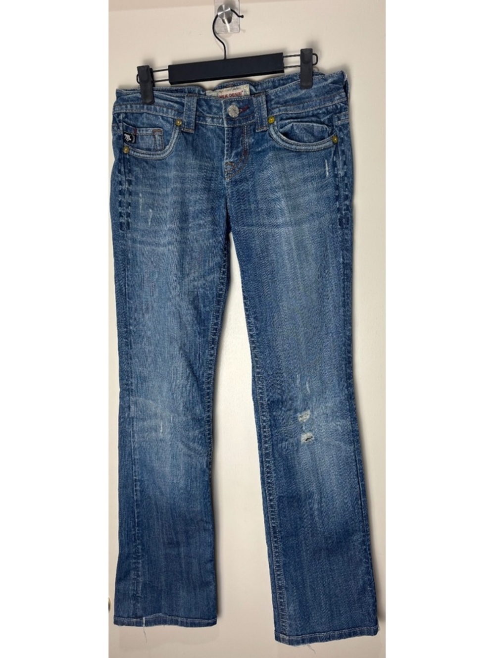 MEK Denim Malibu Women’s Jeans 27/34 Distressed Bootcut Embroidered Y2K